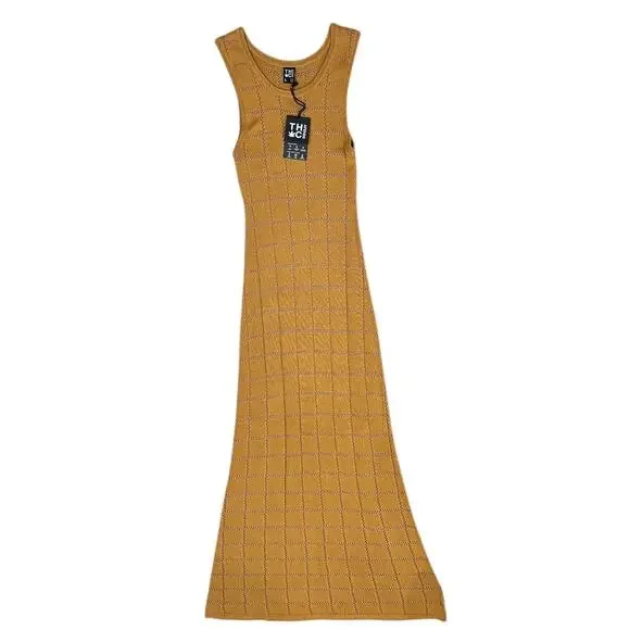 NWT Afends Femme Hemp Knit Maxi Dress In Mustard - Picture 5 of 6